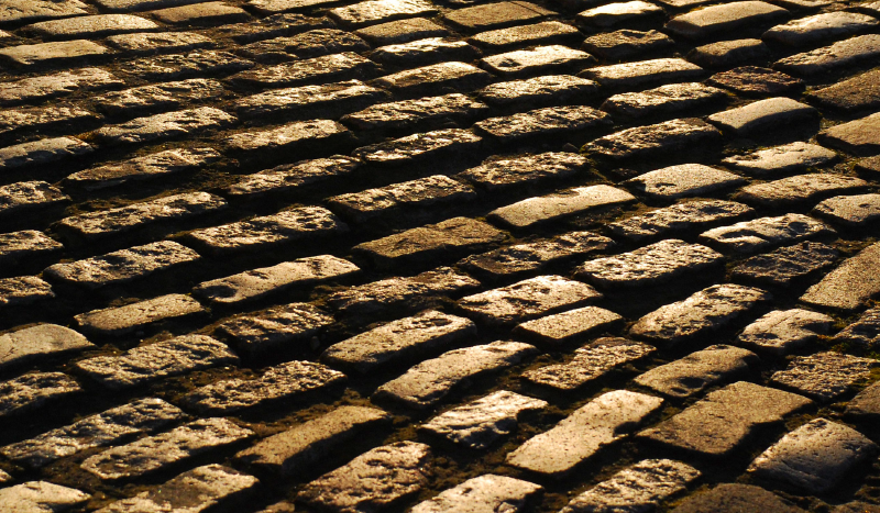 Alfombra vinílica imitación piedra camino adoquinado - TenVinilo