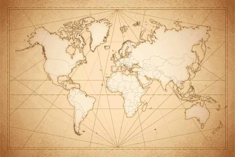 Alfombra vinílica mapamundi diseño beige antiguo - TenVinilo