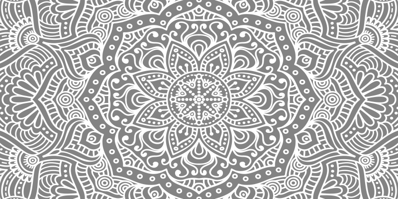 Alfombra vinílica mandala patrón gris adornado - TenVinilo