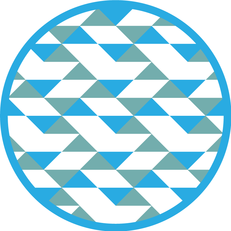 Alfombra vinílica geométrica elementos azules y verdes - TenVinilo