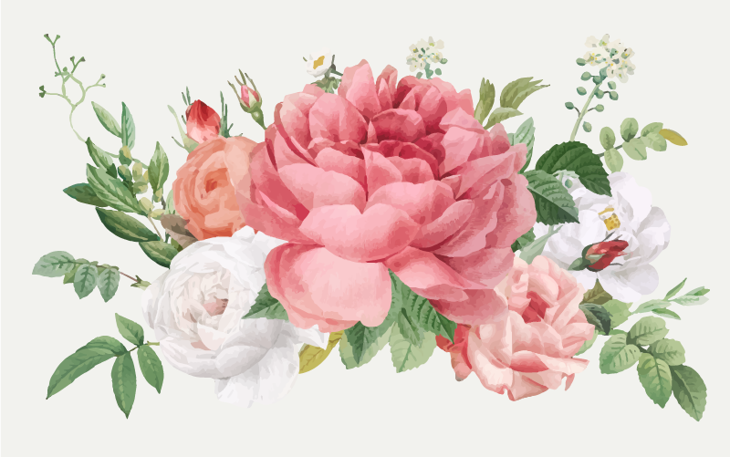 Alfombra vinílica flores arreglo floral vibrante - TenVinilo