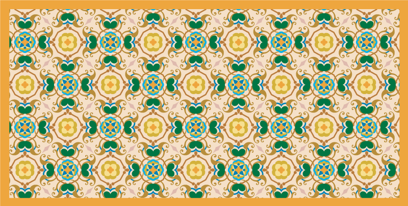 Alfombra vinilo baño adornos florales beige - TenVinilo