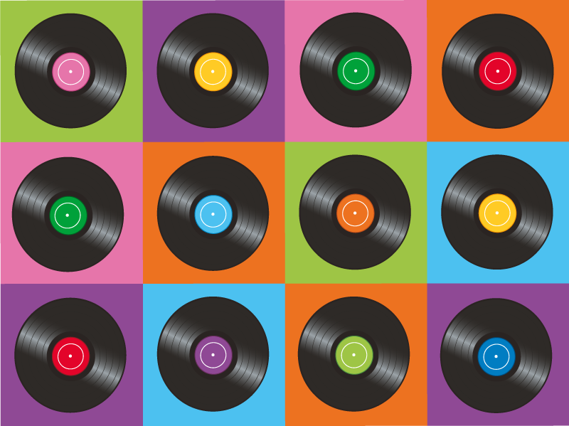 Alfombra vinílica azulejos discos de vinilo - TenVinilo