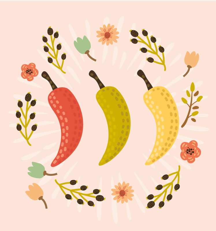 Alfombra vinilo cocina chiles de colores - TenVinilo