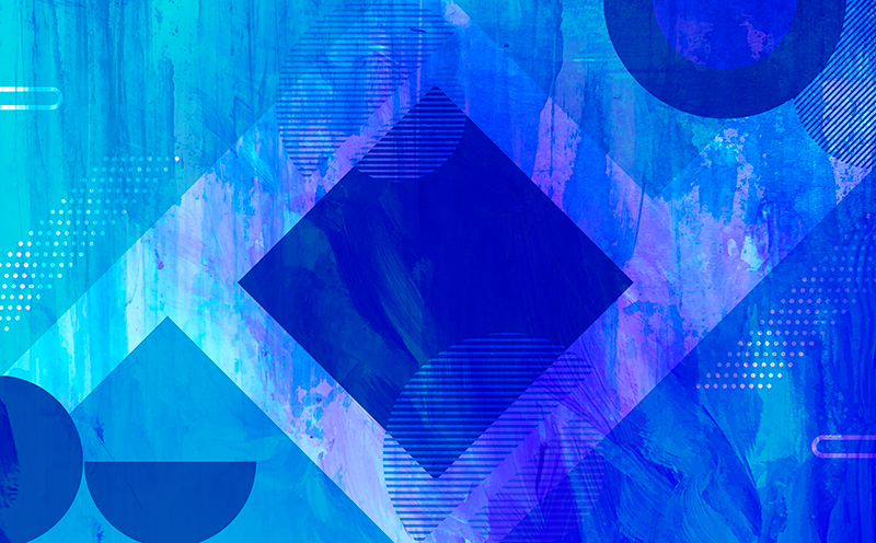 Alfombra vinílica minimalista motivos geométricos azules - TenVinilo