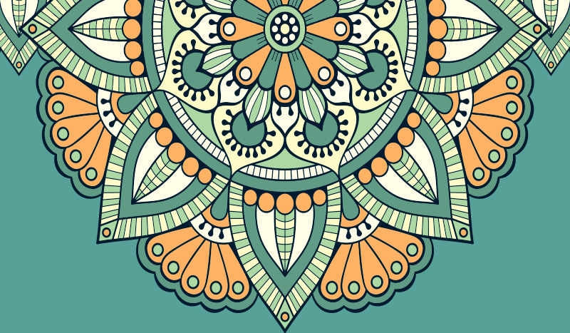 Alfombra vinílica mandala motivo floral half - TenVinilo