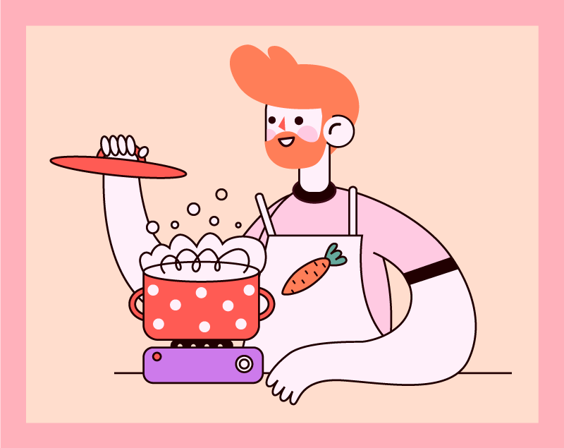 Alfombra vinilo cocina hombre pelirrojo cocinando - TenVinilo