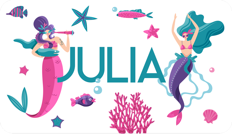 Alfombra vinílica infantil aventura de sirena con nombre - TenVinilo
