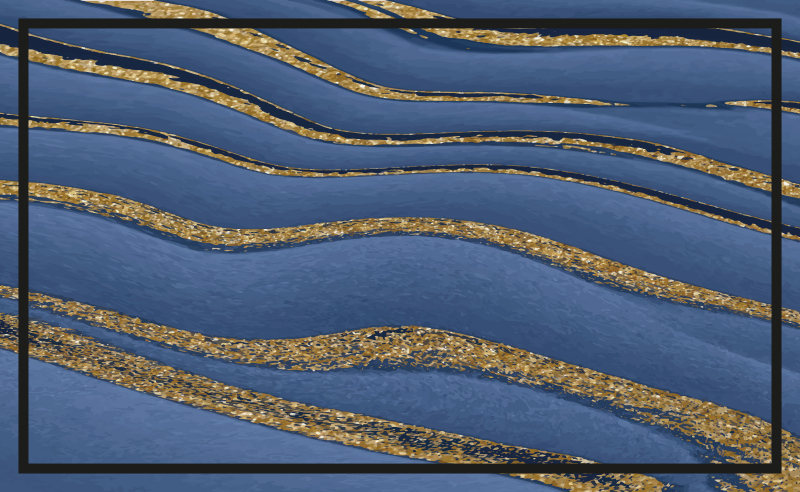 Alfombra vinílica efecto mármol olas azules y doradas - TenVinilo