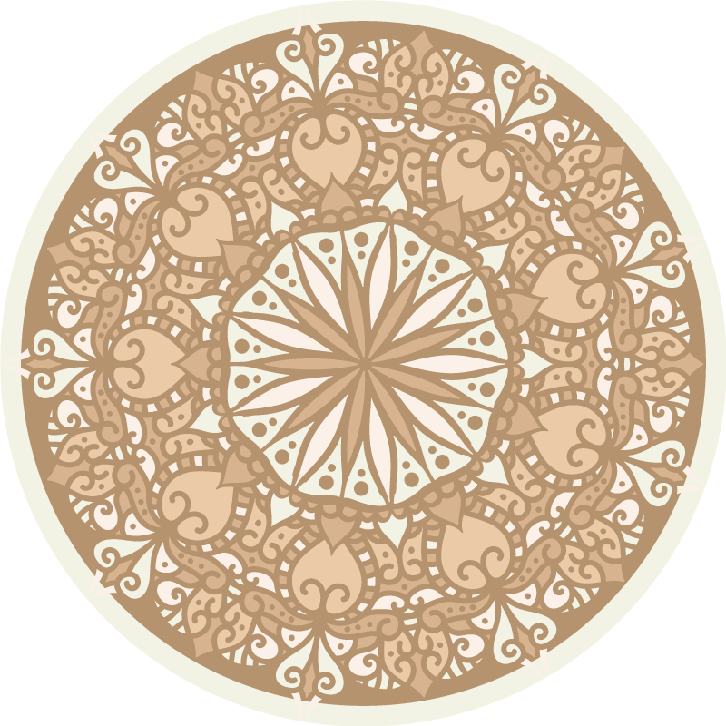 Alfombra vinílica mandala diseño circular beige elegante - TenVinilo