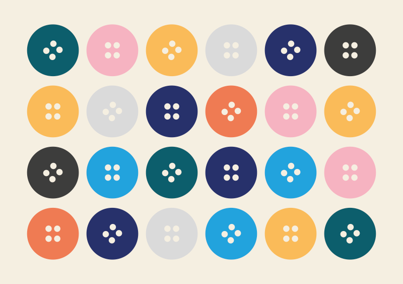 Alfombra vinílica infantil patrón de botones coloridos - TenVinilo