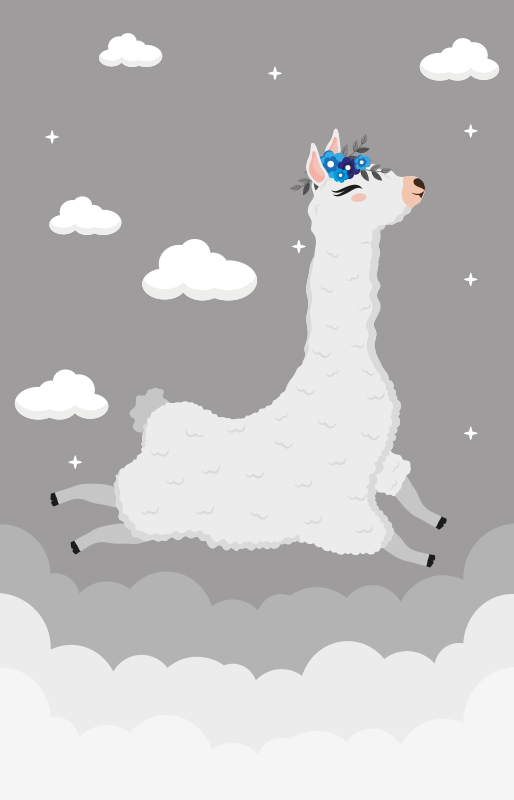 Alfombra vinílica infantil fantasía de llama animada - TenVinilo