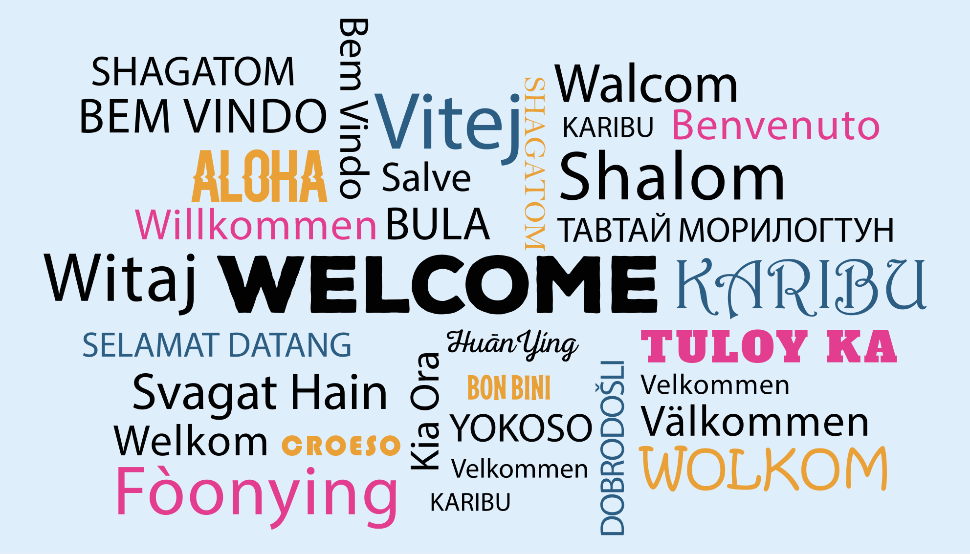 Alfombra vinílica frase bienvenidos a todos aloha - TenVinilo