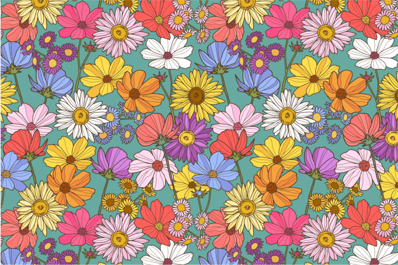 Alfombra vinílica flores motivo colorido brillante - TenVinilo