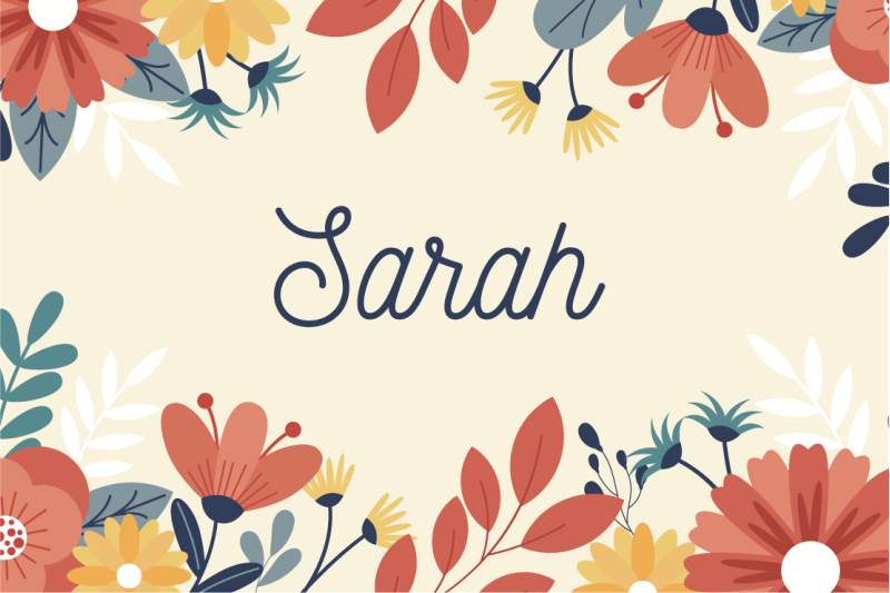 Alfombra vinílica personalizable nombre floral personalizado - TenVinilo