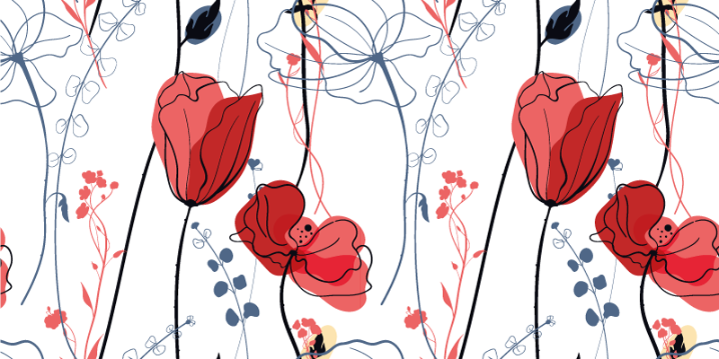 Alfombra vinílica flores gracia de flor carmesí - TenVinilo