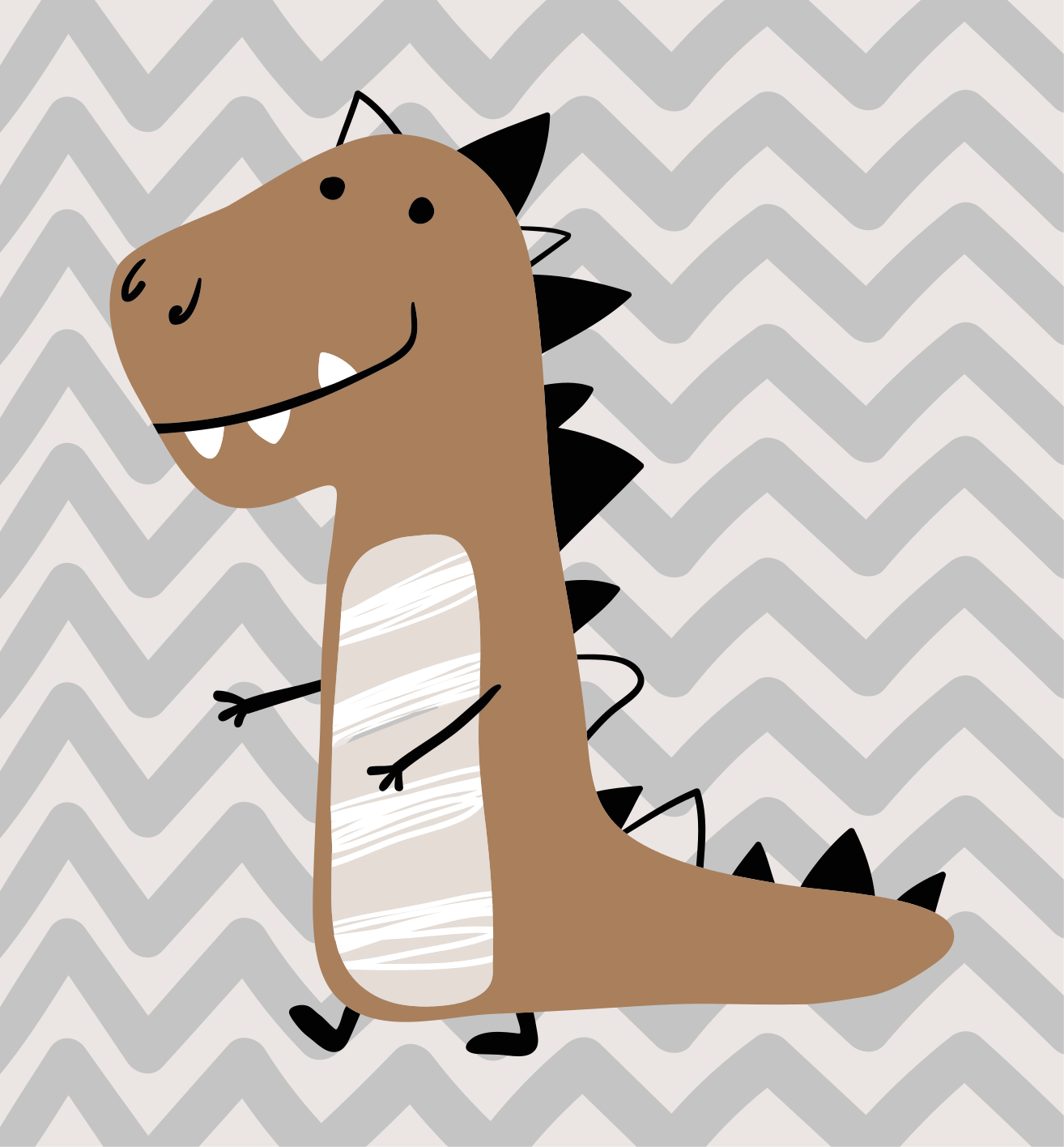 Alfombra vinílica infantil bebé t-rex marrón - TenVinilo