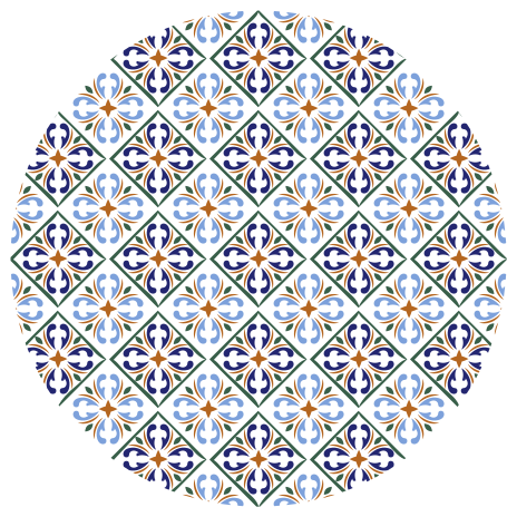 Alfombra hidráulica vinílica tonos azules geométricos - TenVinilo