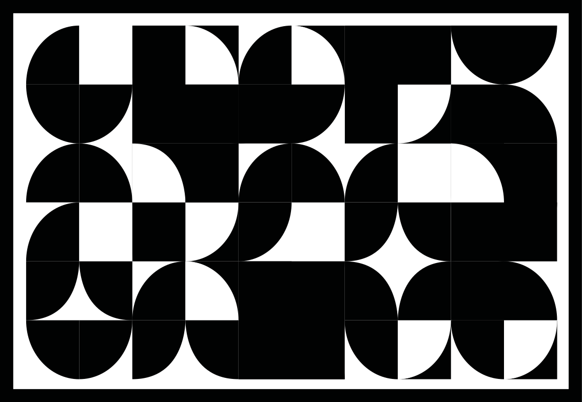 Alfombra vinílica geométrica formas negras curvas - TenVinilo