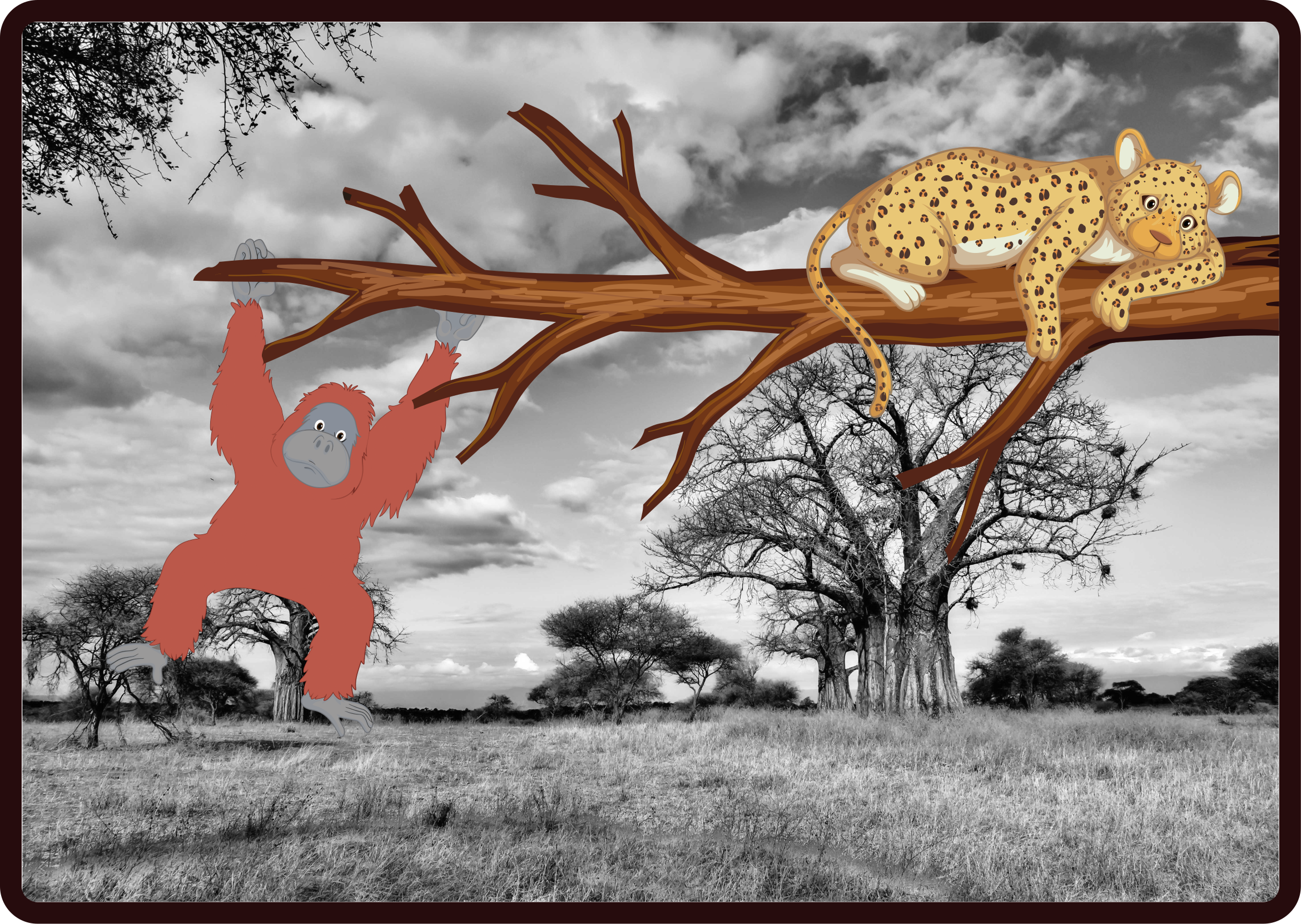 Alfombra vinílica animales criaturas de la jungla juguetonas - TenVinilo