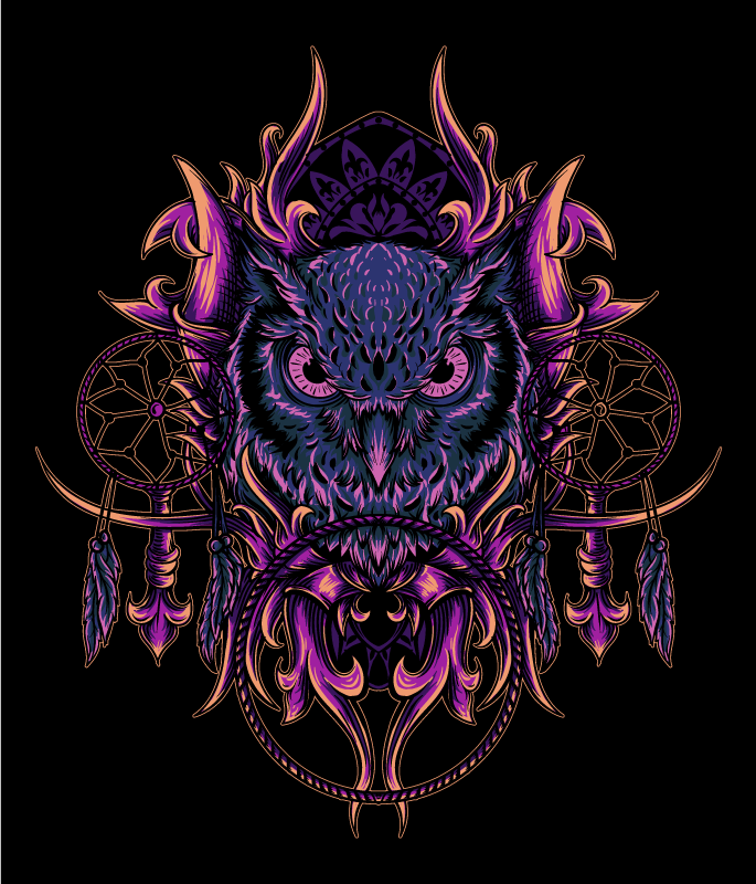 Alfombra vinílica animales arte de atrapasueños de búho - TenVinilo