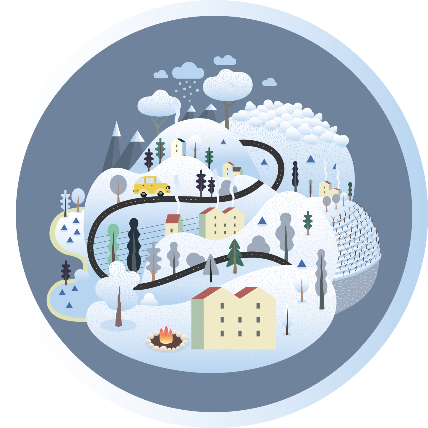 Alfombra carretera viaje por un paisaje caprichoso - TenVinilo