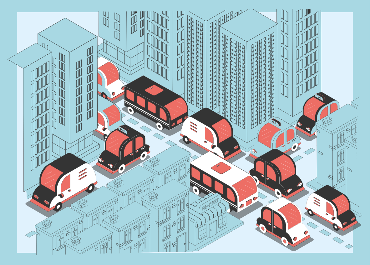 Alfombra carretera escena del tráfico de la ciudad - TenVinilo