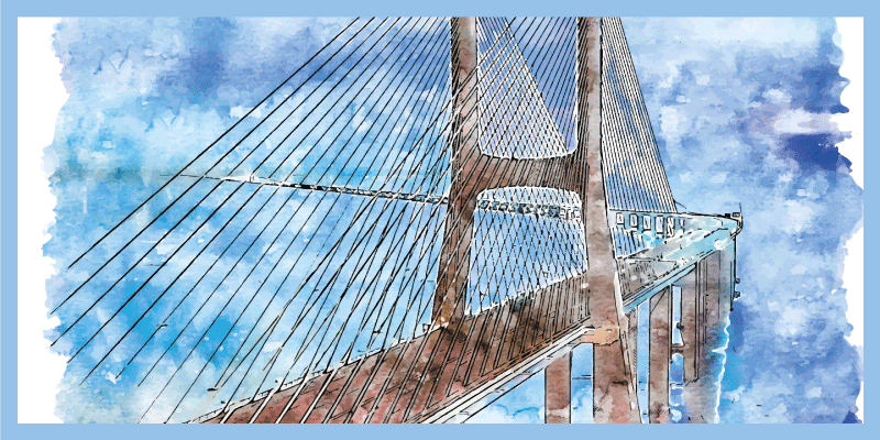 Alfombra vinilo salón ilustración del puente - TenVinilo