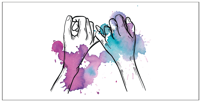 Alfombra vinílica juvenil gesto colorido de la mano - TenVinilo