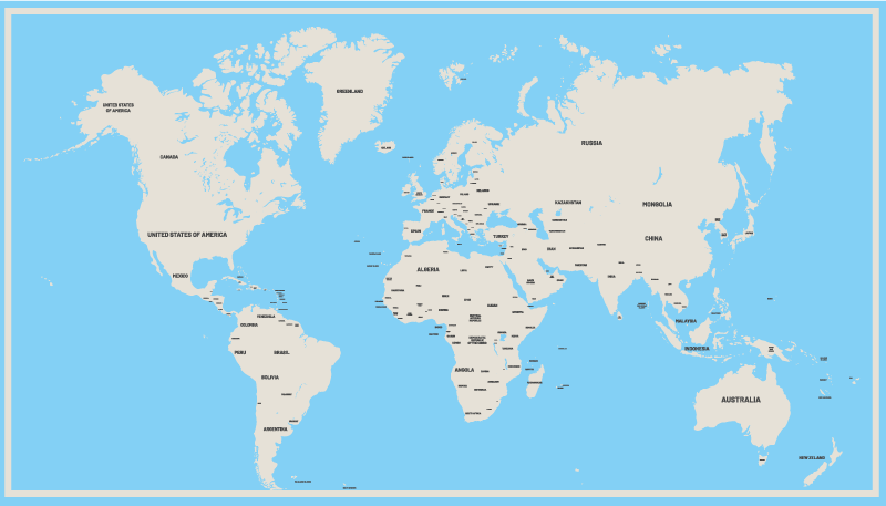 Alfombra vinílica mapamundi diseño simple global - TenVinilo