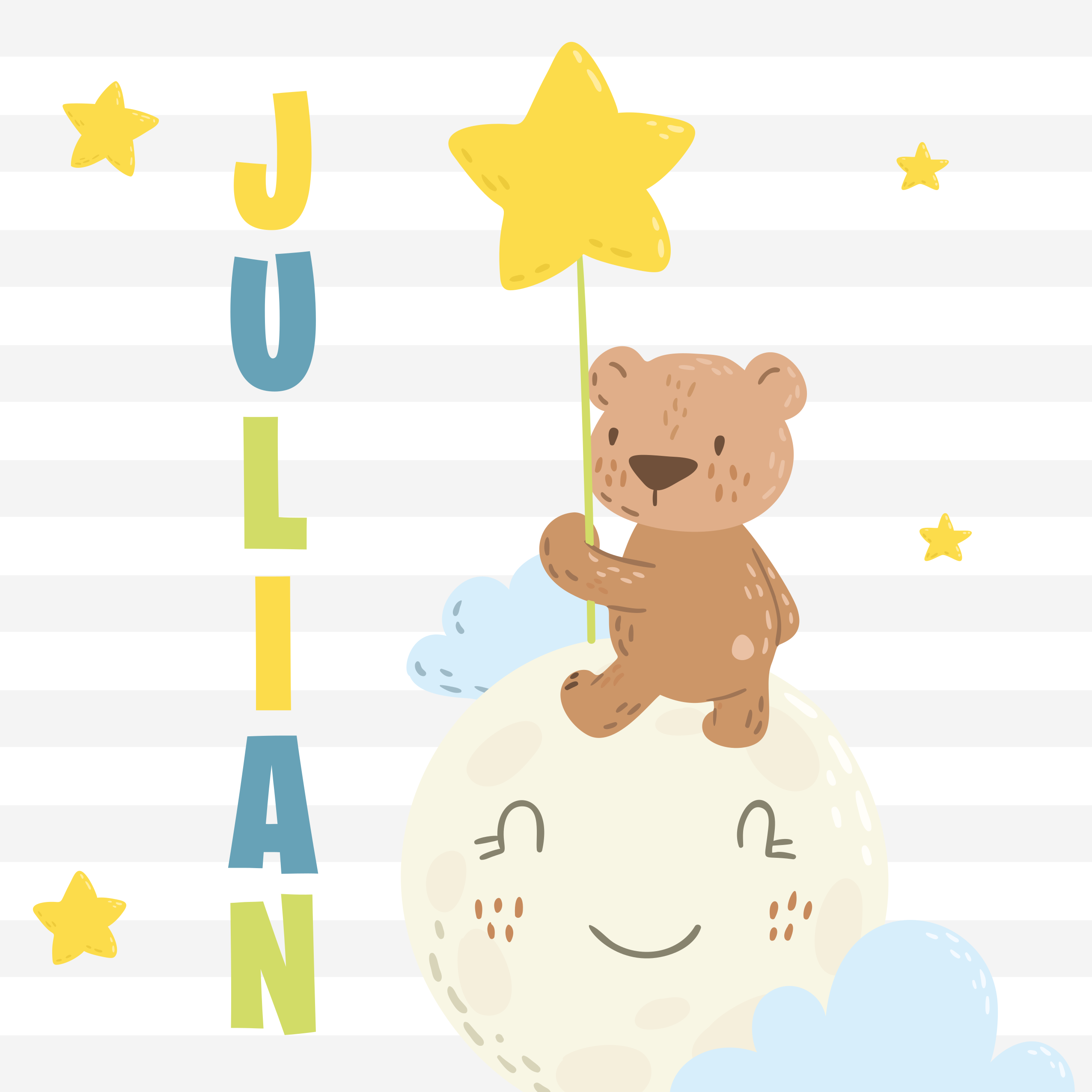 Alfombra vinílica personalizable oso con estrella - TenVinilo