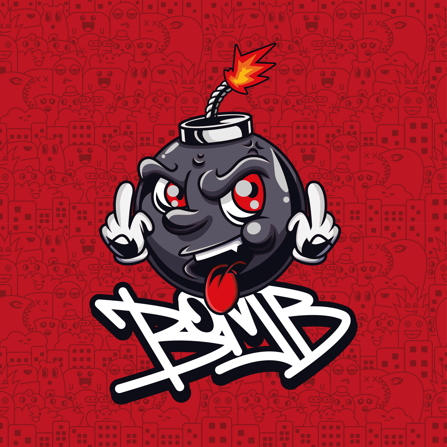 Alfombra vinílica juvenil personaje de bomba cartoon - TenVinilo