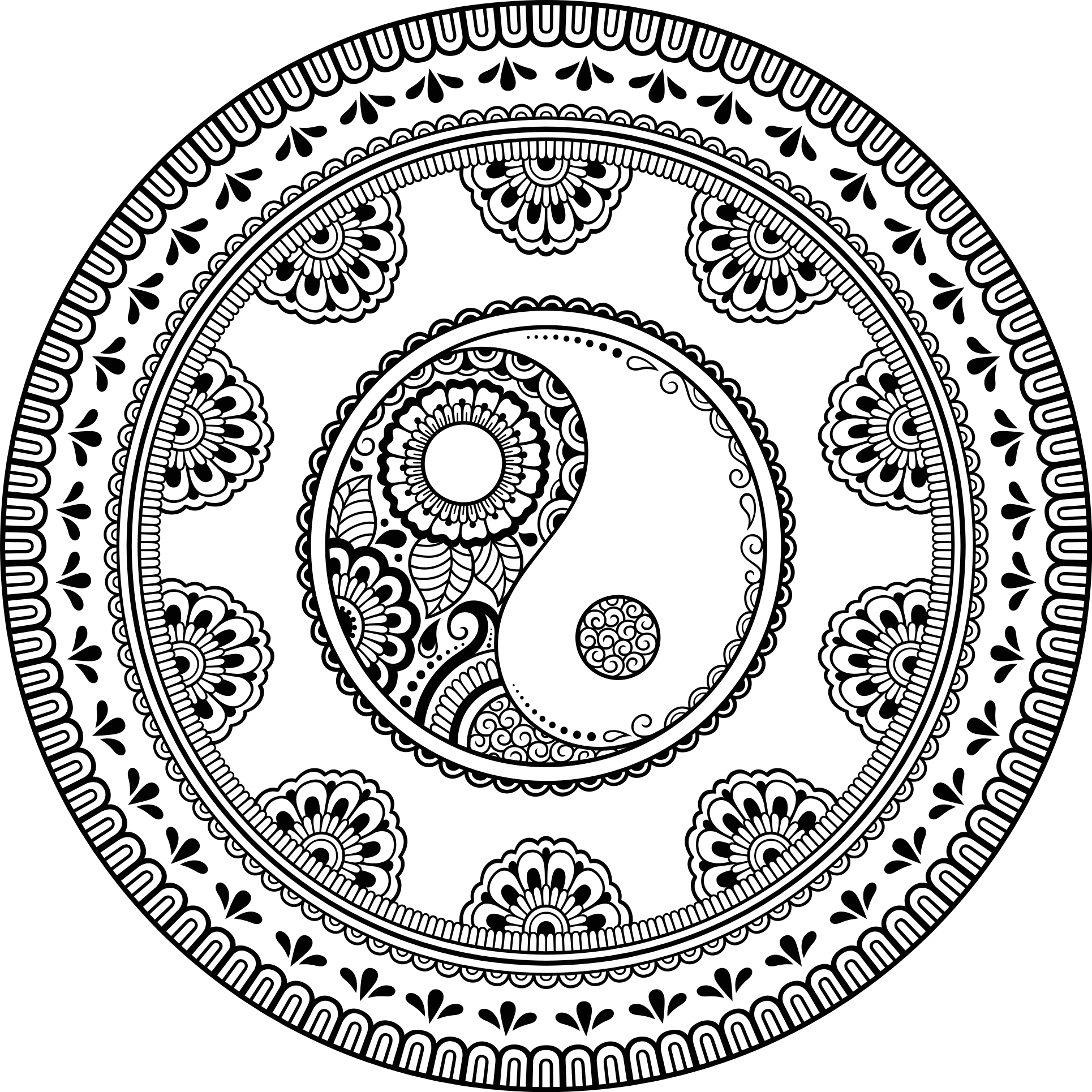 Alfombra vinílica mandala elemento redondo gris - TenVinilo