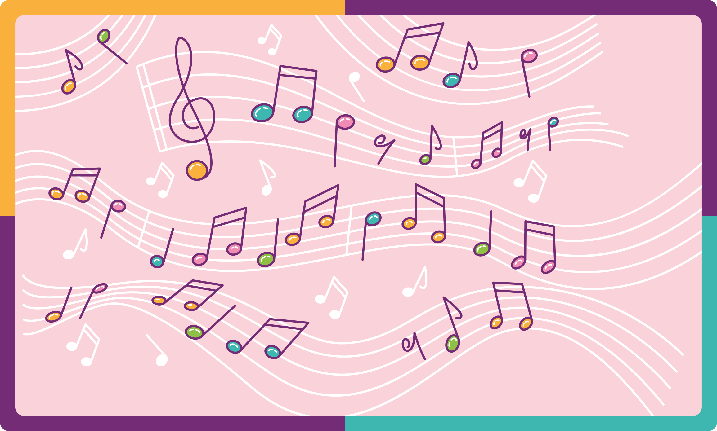 Alfombra vinílica juvenil flujo de notas melódicas - TenVinilo