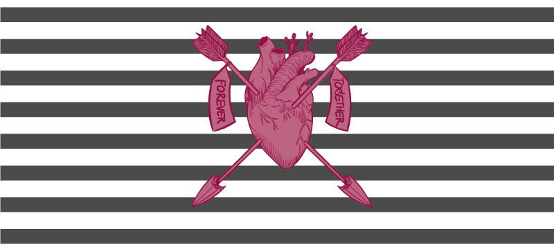 Alfombra vinílica frase flechas de corazón juntas - TenVinilo