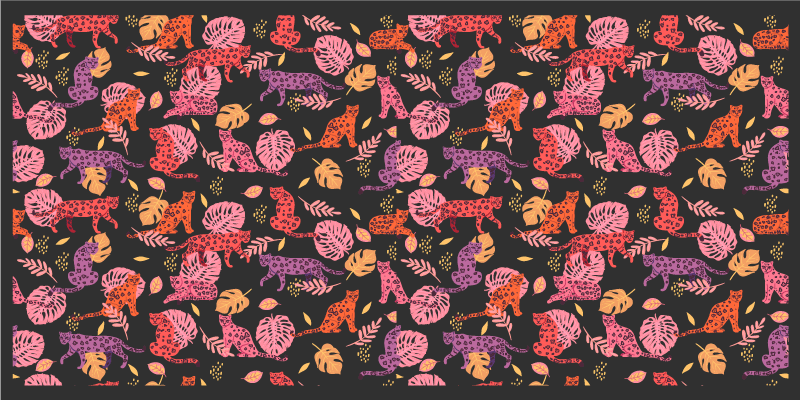 Alfombra vinílica animales gatos de la jungla coloridos - TenVinilo