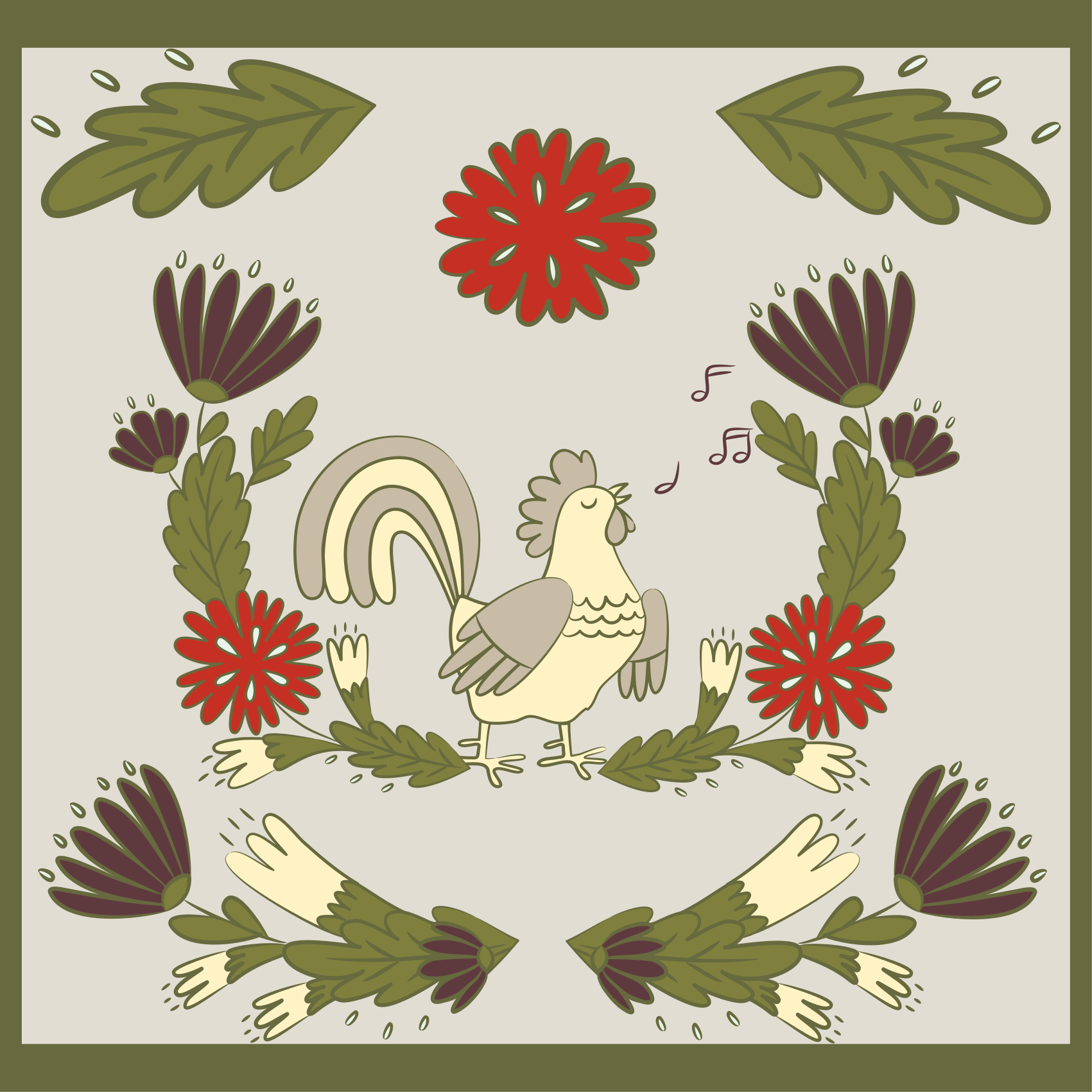 Alfombra vinílica animales gallo folclórico - TenVinilo