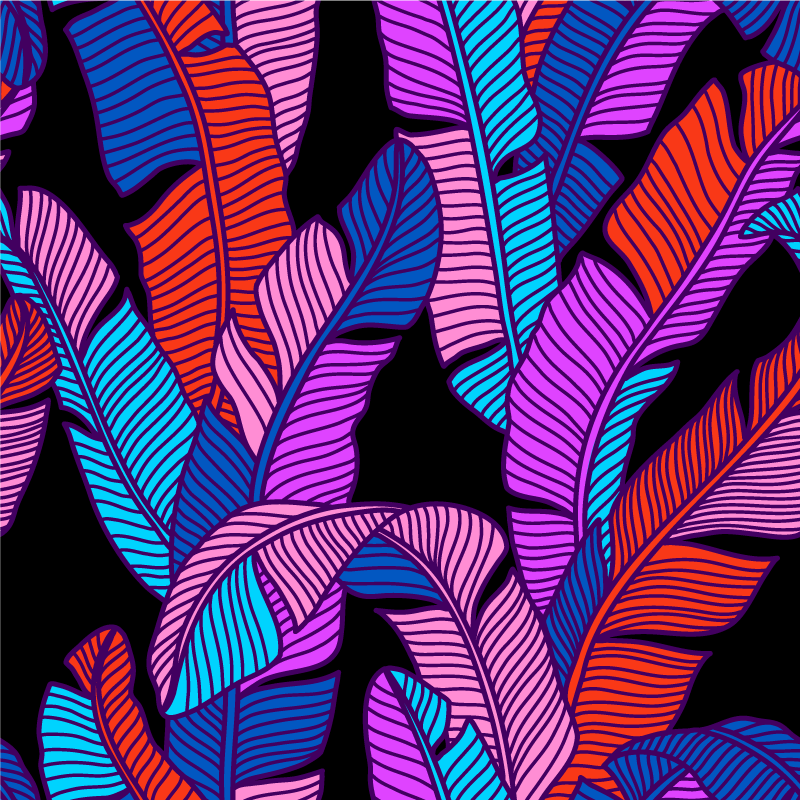 Alfombra vinílica flores patrones de hojas vibrantes - TenVinilo