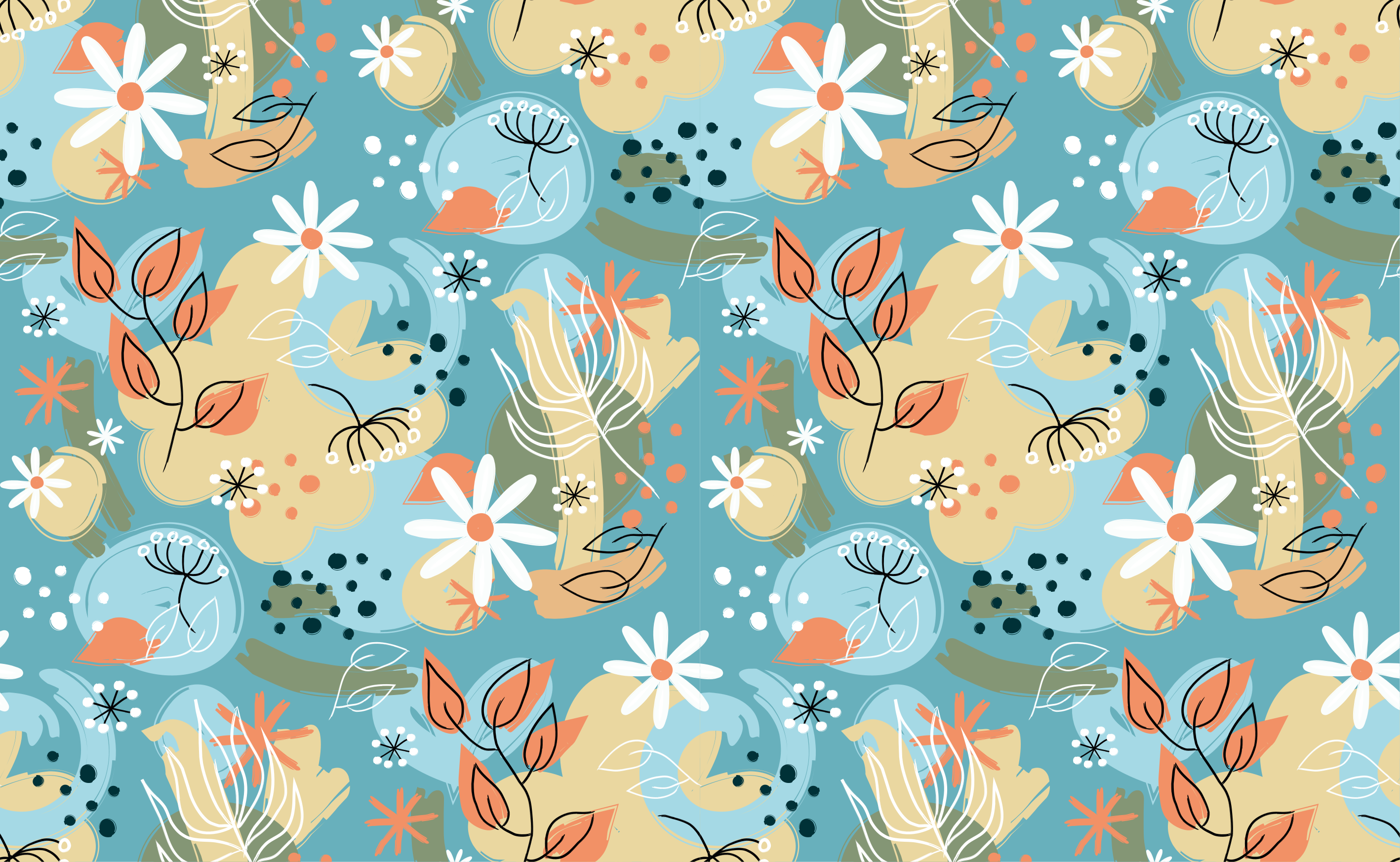 Alfombra vinílica flores patrones florales abstractos - TenVinilo