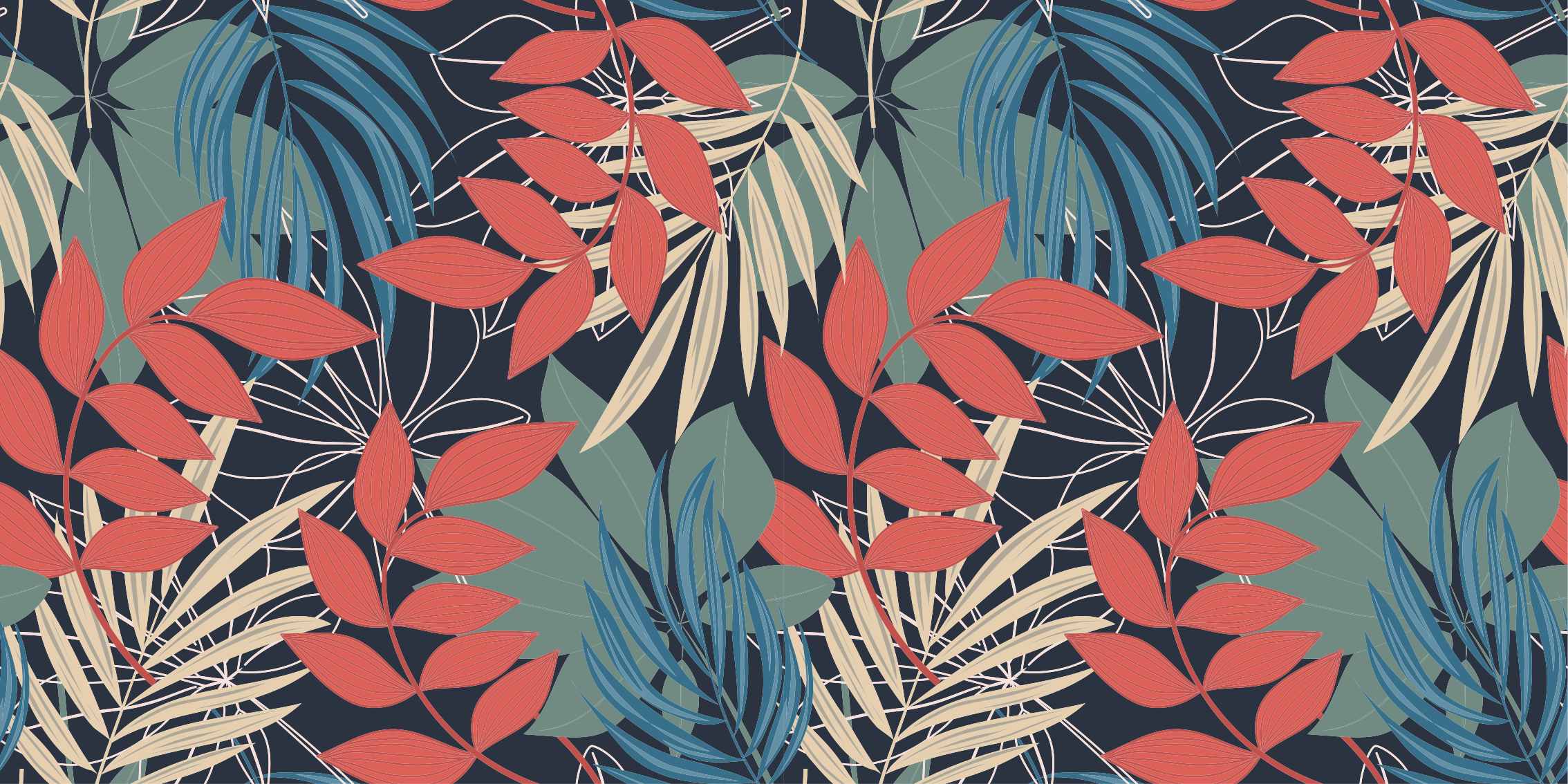 Alfombra vinílica flores patrón de hojas vibrantes - TenVinilo