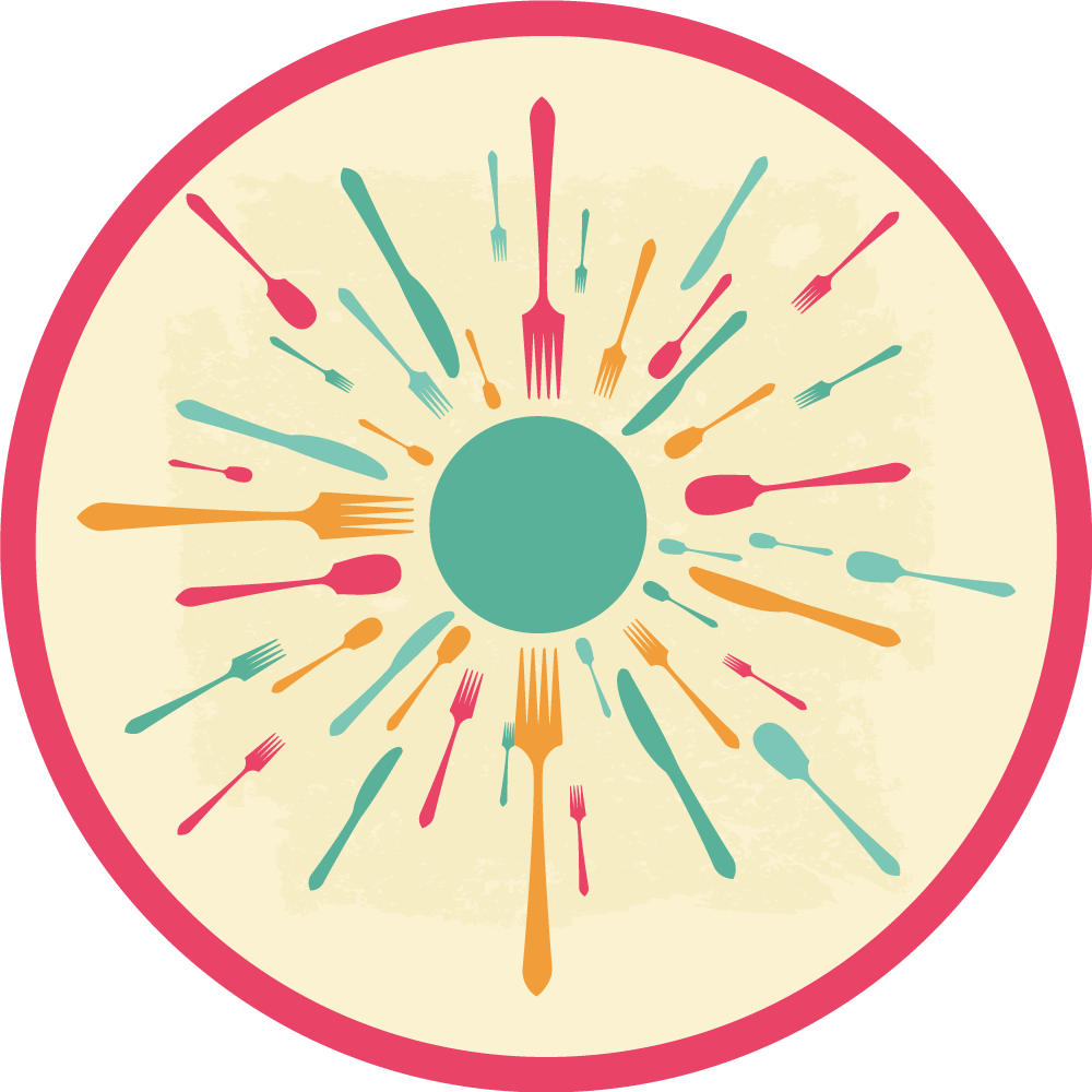 Alfombra vinilo cocina explosión de cubiertos coloridos - TenVinilo