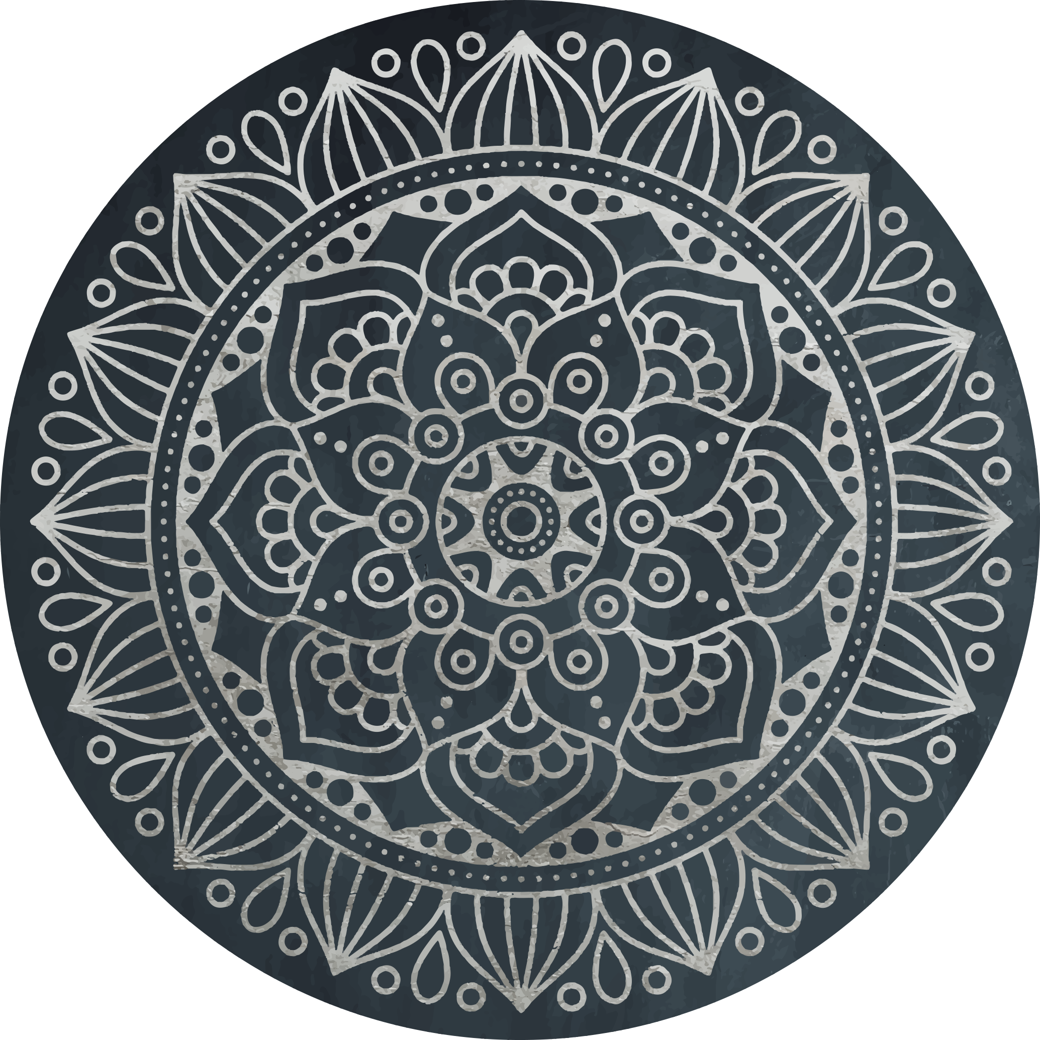 Alfombra vinílica mandala concepto gris intrincado - TenVinilo
