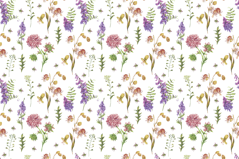 Alfombra vinílica flores composición de flores vibrantes - TenVinilo