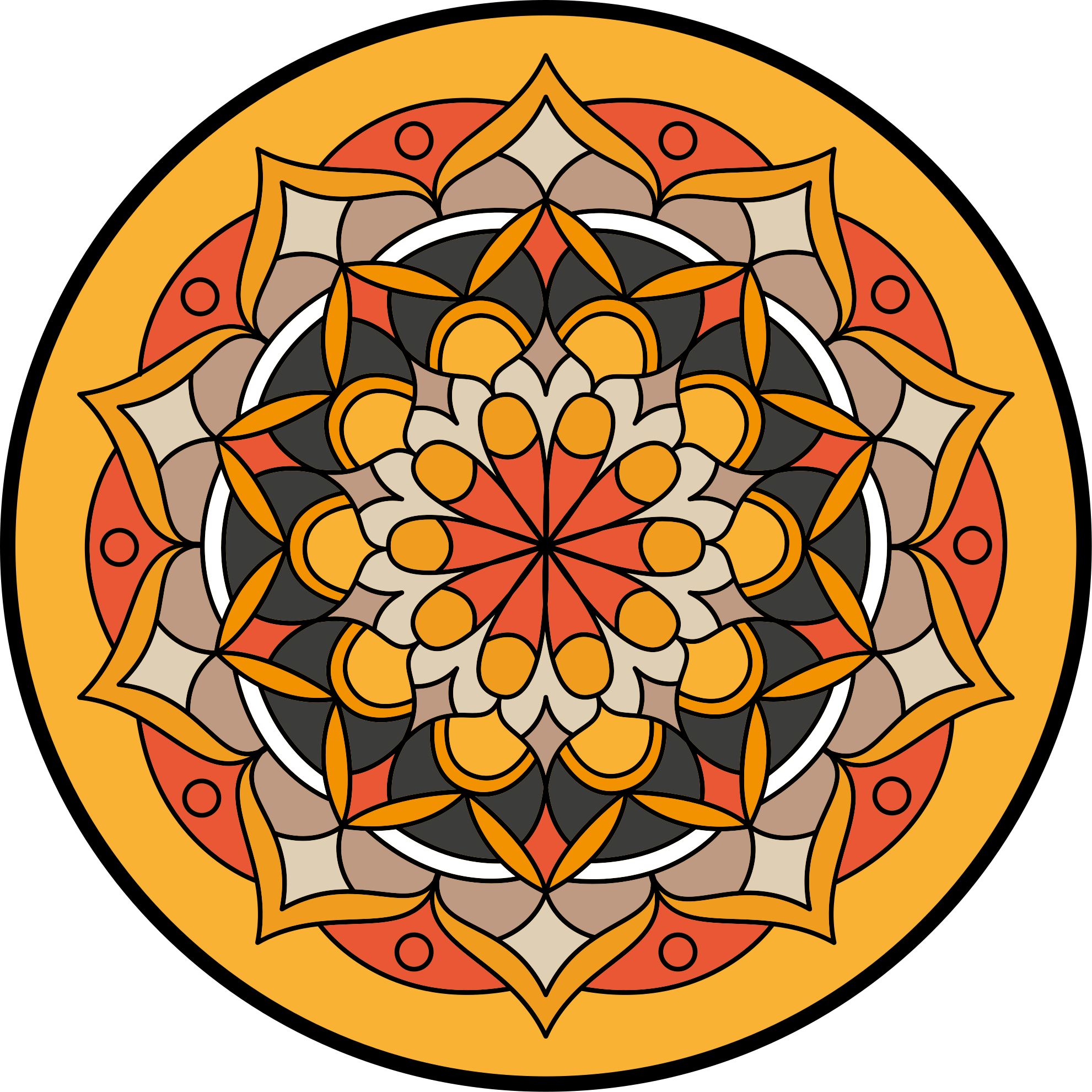 Alfombra vinílica mandala Mandala naranja con flor - TenVinilo