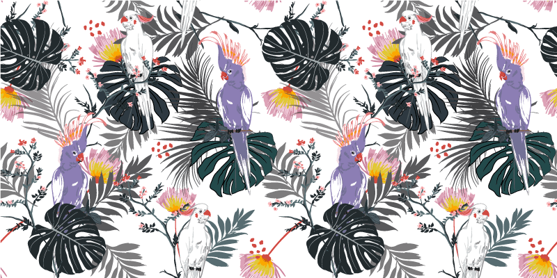 Alfombra vinilo salón arreglo de hojas tropicales - TenVinilo