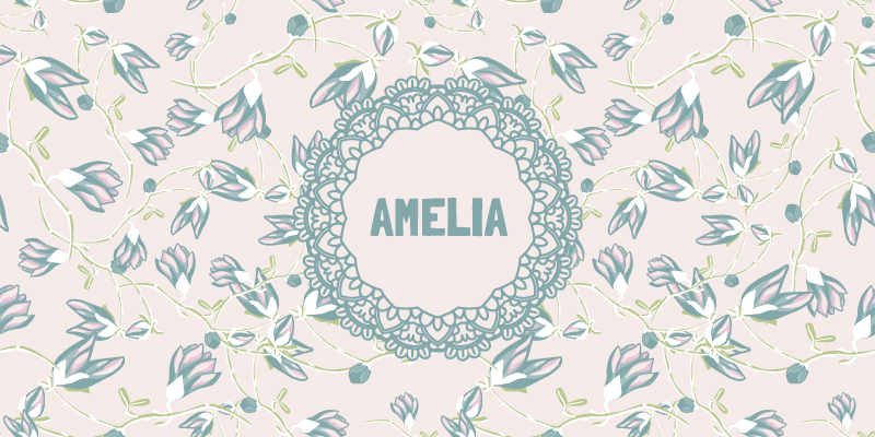 Alfombra vinílica dormitorio diseño floral con nombre - TenVinilo