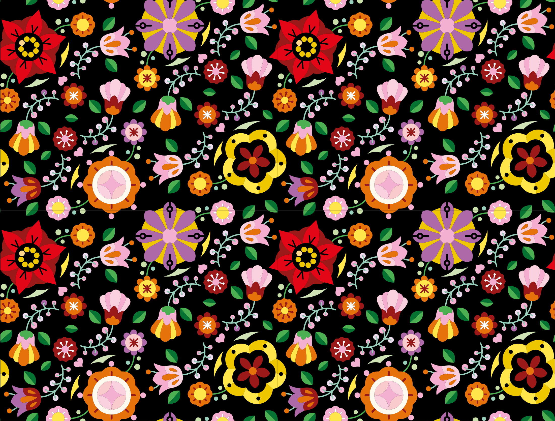 Alfombra vinílica flores ilustración botánica brillante - TenVinilo