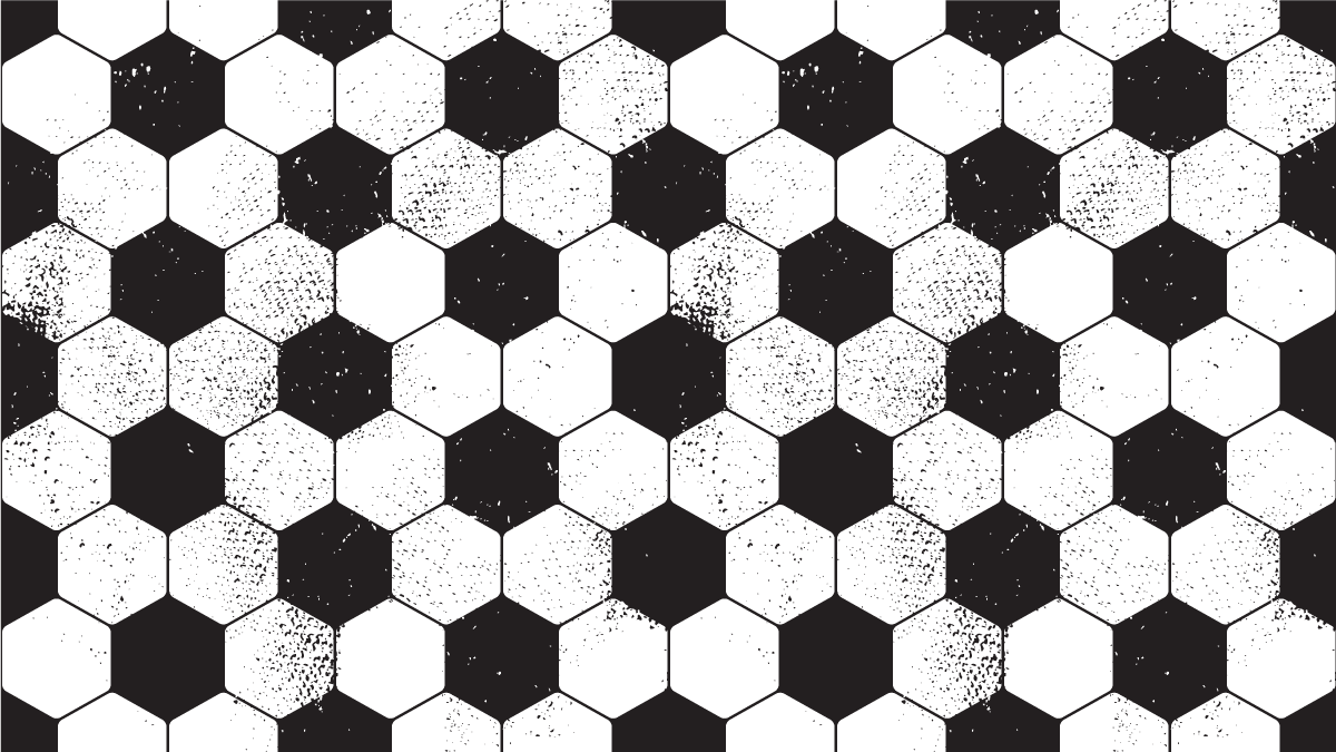 Alfombra vinílica geométrica hexagonal en blanco y negro - TenVinilo