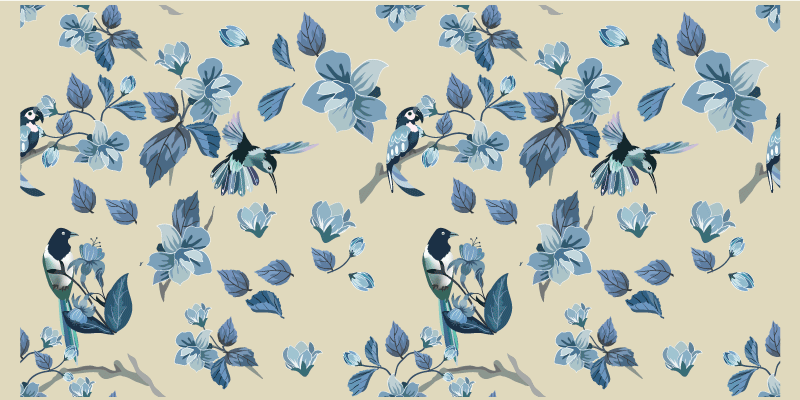 Alfombra vinílica flores acentos florales azules - TenVinilo