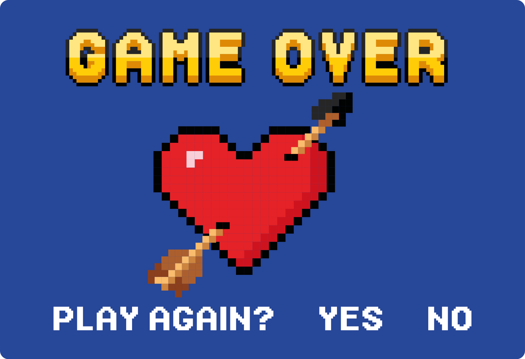Alfombra vinílica frase corazón pixelado Game Over - TenVinilo